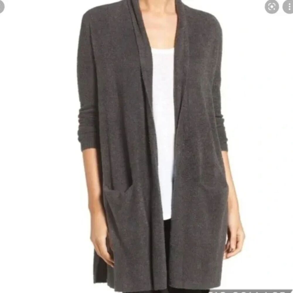 Barefoot Dreams CozyChic Lite Grey/Blue Essential Cardigan Size M